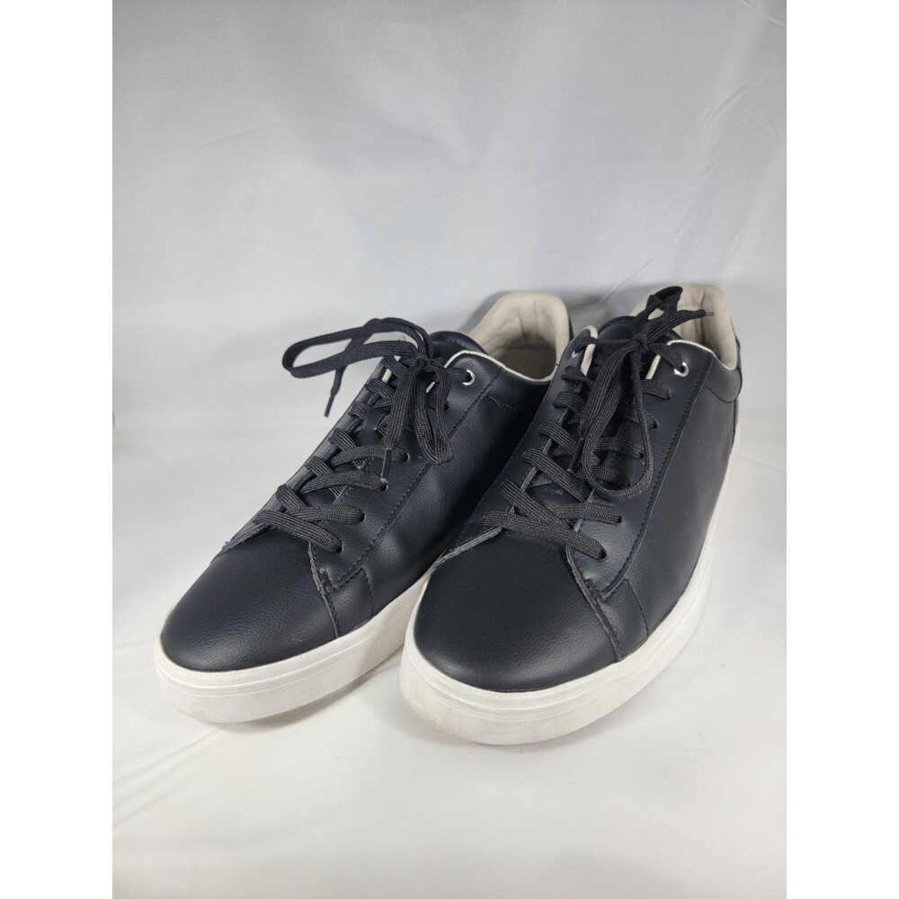 Zara Men's Black/White Faux Leather Lace Up Low Top Sneakers Shoes Size 12 US